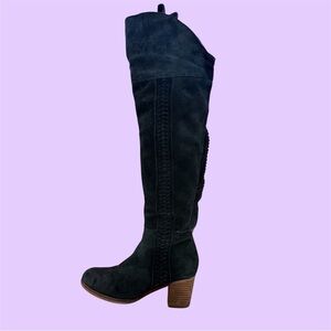 Suede Black Thigh-High Boots